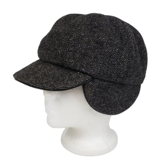 Eugenia Kim Newsboy Cap Tweed Texture Ear Flaps Grey Black main image 6